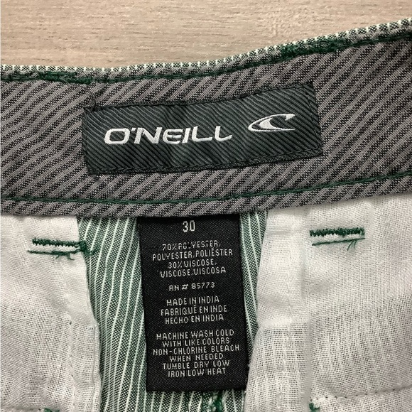 Men's O'Neill 30 Small Chino Khakis Shorts Stripes Green White Bermuda Casual - Picture 7 of 7